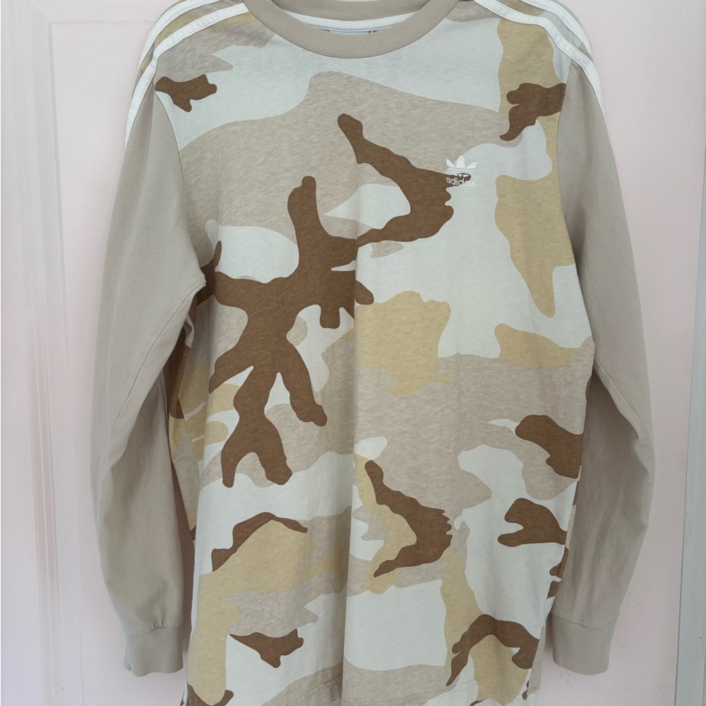 Adidas Beige and Brown Camouflage Long Sleeve